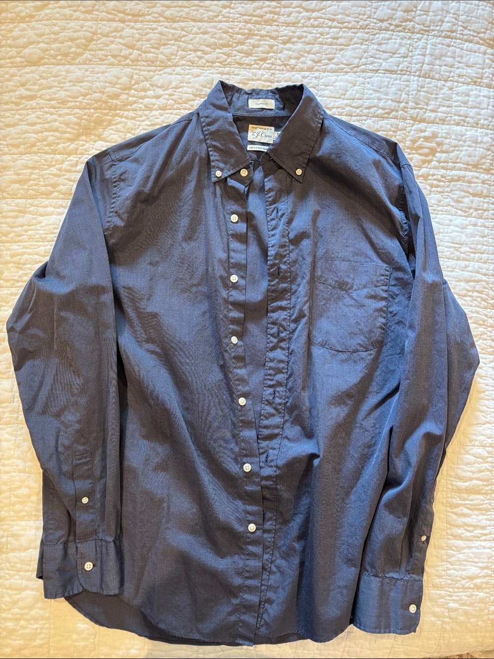 J. Crew Men's Dark Blue Button-Down Oxford Shirt